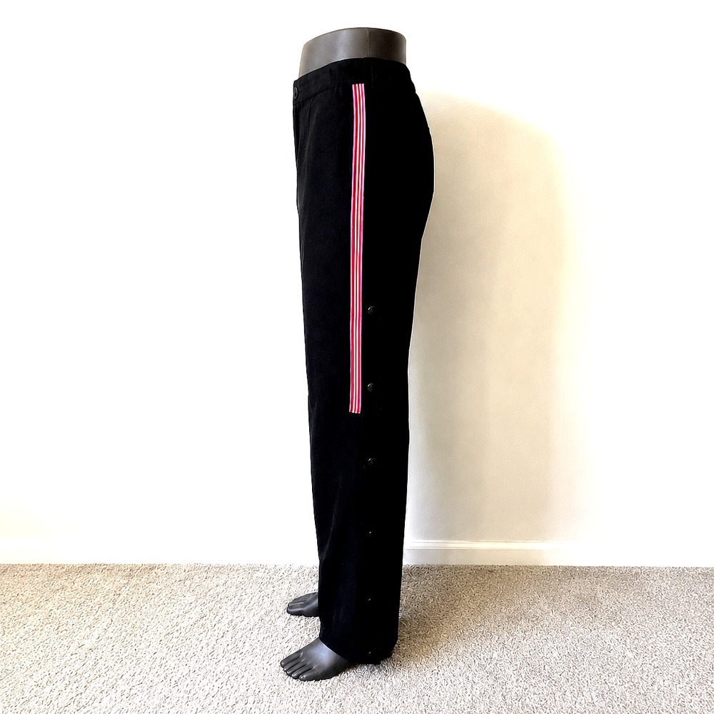 Nasty Gal Black Wide Leg Pants sz 6 Red Side Stripe Y2K Sporty Chic Athleisure - Picture 3 of 10